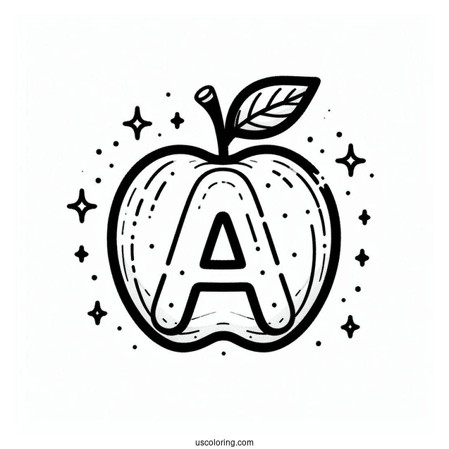 Letter A Apple Tracing Worksheet To Color