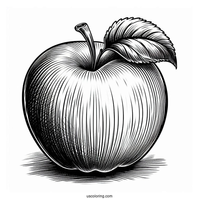 Sketch Of An Apple Coloring Page