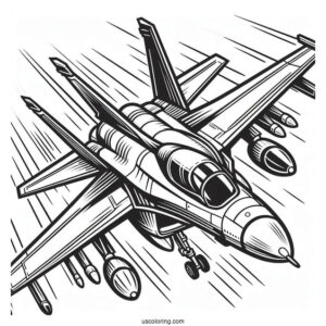 Fighter Jet Coloring Sheet For Kids