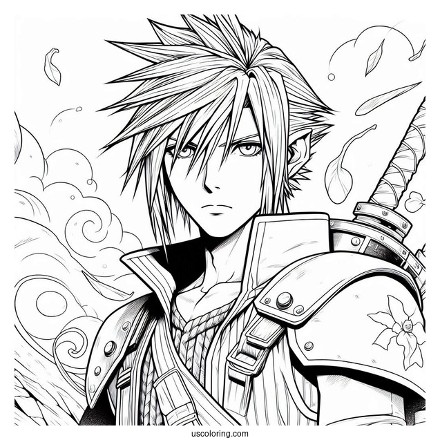 Coloring Page Of Final Fantasy VII