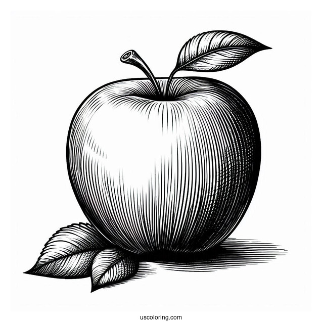 Sketch Of An Apple Coloring Page