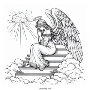 Preying Angel On Stairway To Heaven To Color