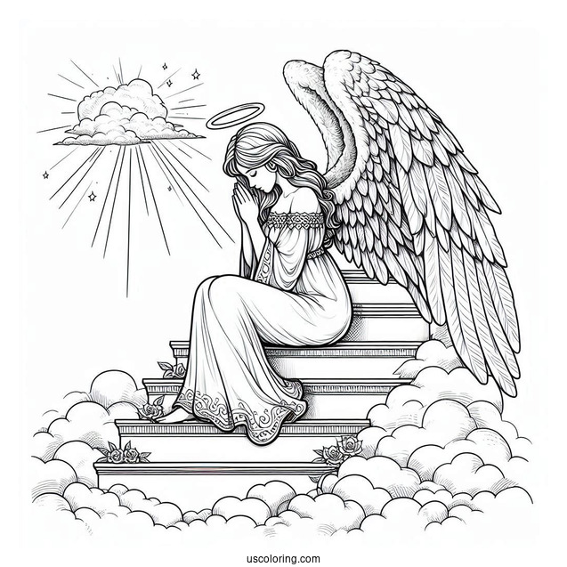 Preying Angel On Stairway To Heaven To Color