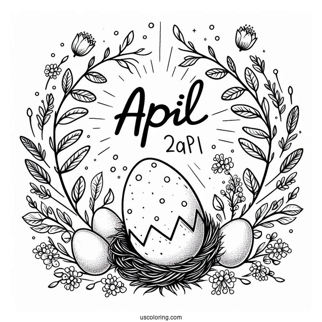 April Coloring Page Brings New Beginnings Around A Hatching Egg