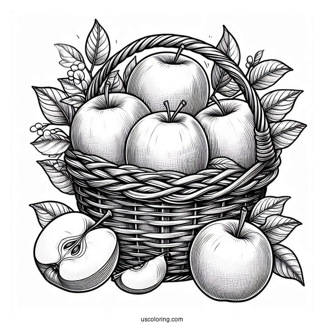 Basket Of Gala Apples To Color