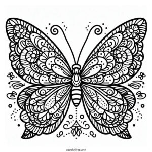 Easy Butterfly Animal Mandala Coloring Page For Kids