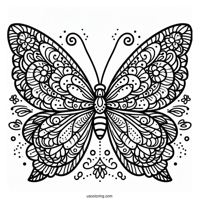 Easy Butterfly Animal Mandala Coloring Page For Kids