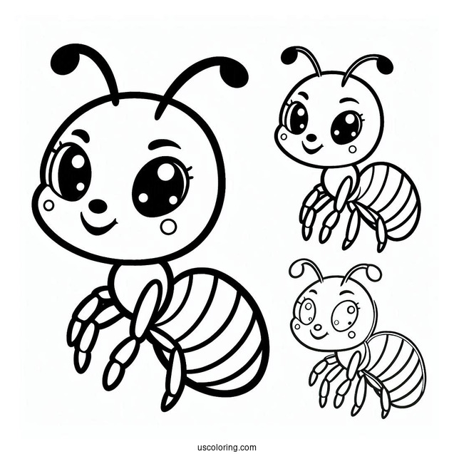 Smiling Ant Coloring Page For Kids
