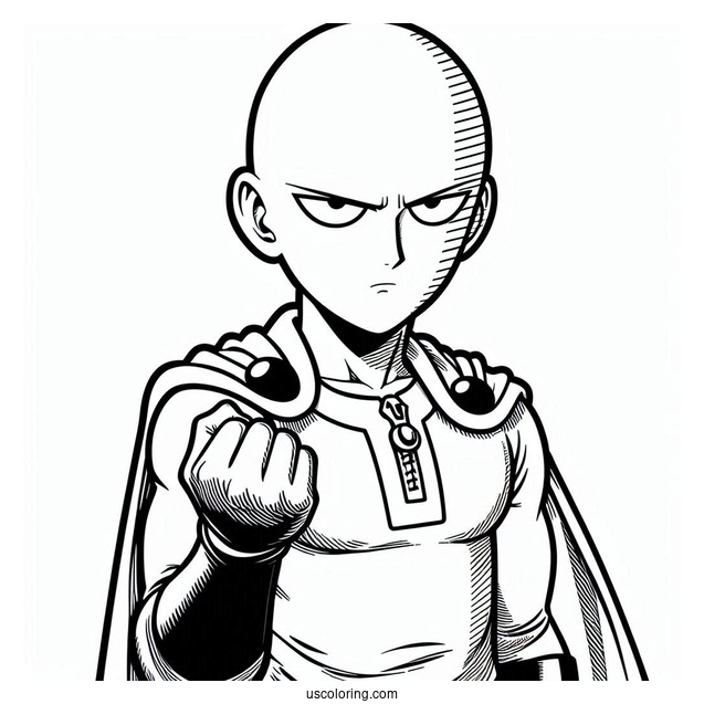 Easy One Punch Man Saitama Coloring In For Kids