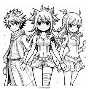 Fairy Tail Natsu, Lucy, And Happy