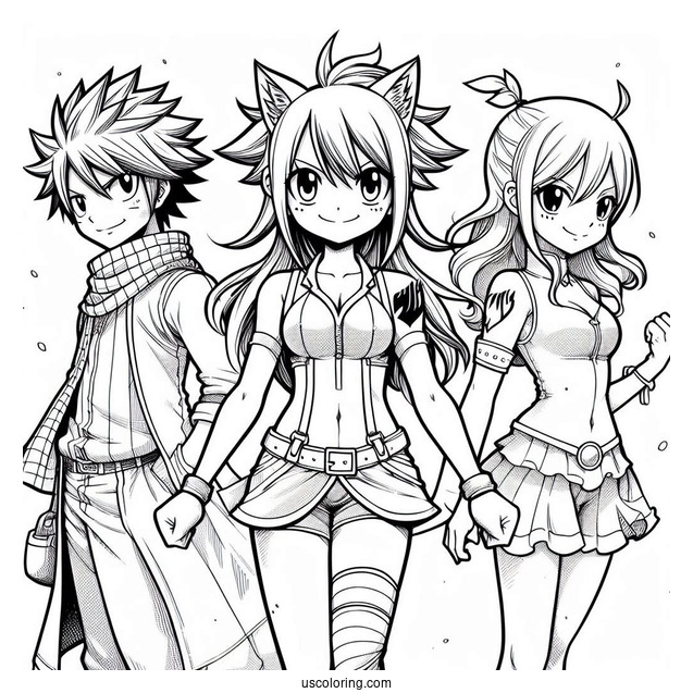 Fairy Tail Natsu, Lucy, And Happy