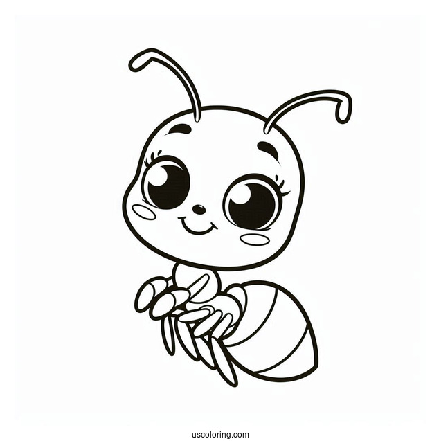 Smiling Ant Coloring Page For Kids