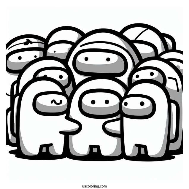 Cute Among Us Crewmates Huddle