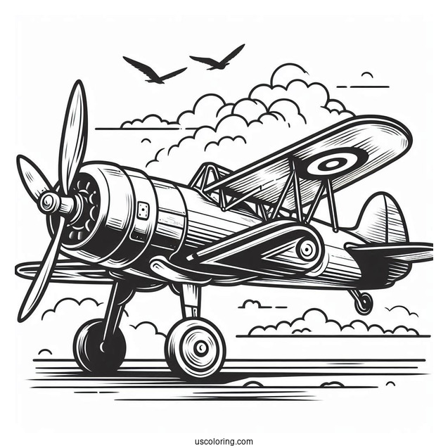 WWI Fighter Plane Coloring Page