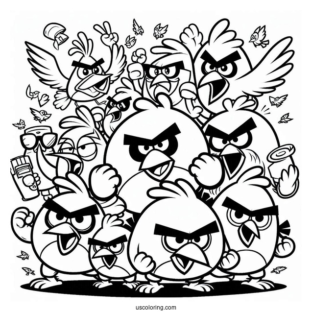 Angry Birds Gang Coloring Page