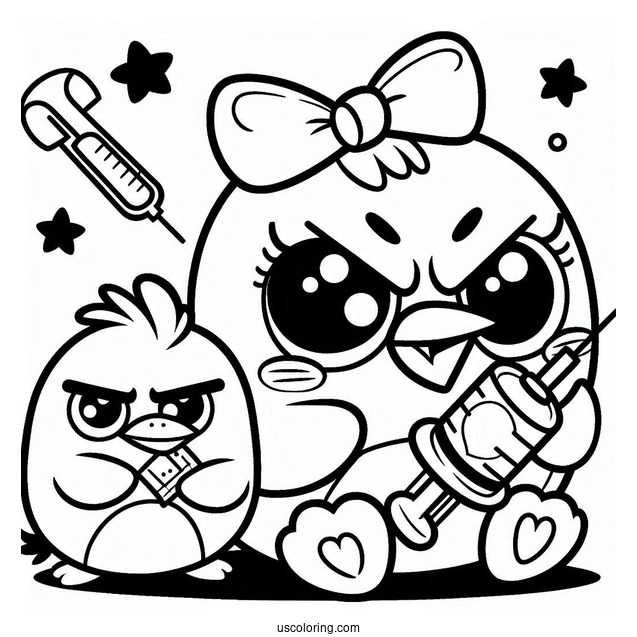 Coloring Page Of Kawaii Angry Birds Blues