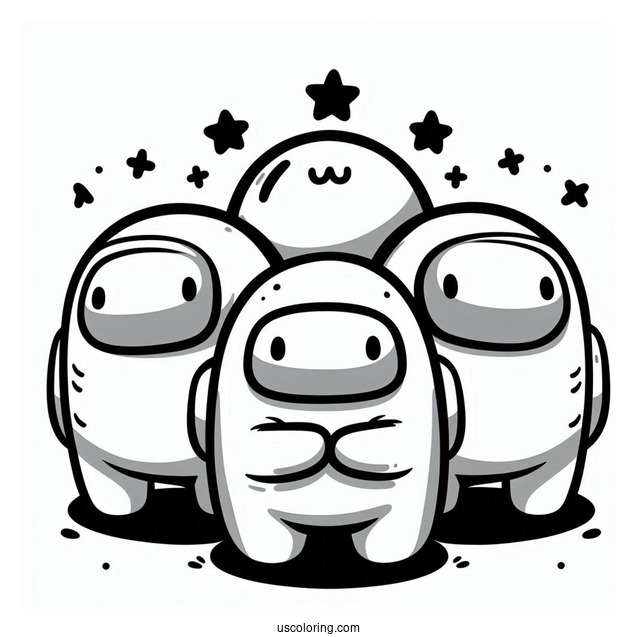 Cute Among Us Crewmates Huddle