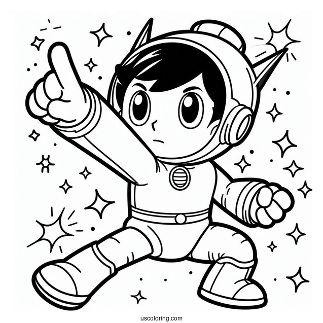 Astro Boy Outline Coloring In For Preschoolers