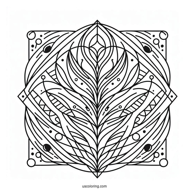 Easy Geometric Abstract Coloring Page For Kids