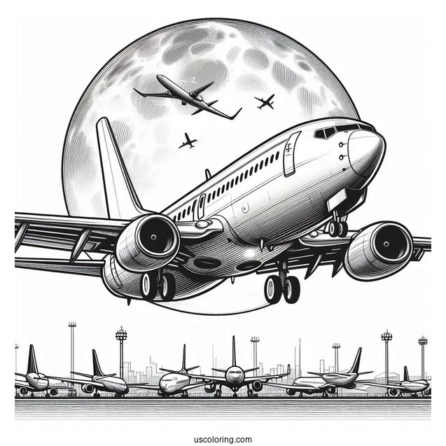 Boeing 737 Coming In For Landing Coloring Page