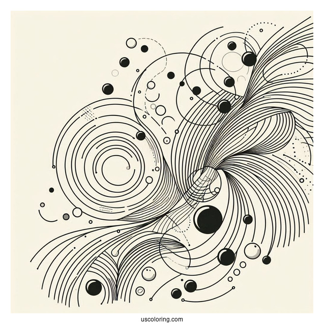 Diagonal Lines With Circles Abstract Coloring Page Art