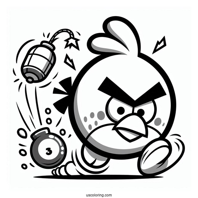 Red, Chuck, And Bomb Coloring Page