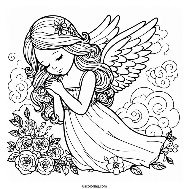 Guardian Angel Protecting Children To Color