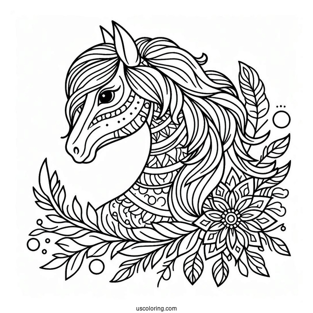 Easy Horse Animal Mandala Coloring Page For Kids