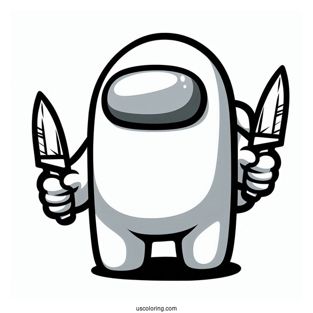 Among Us Imposter Holding Two Knives