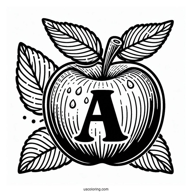Apple With Letter A Coloring Page