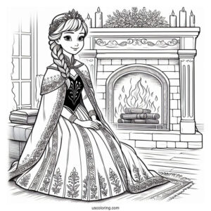 Queen Anna In Front Of Fireplace