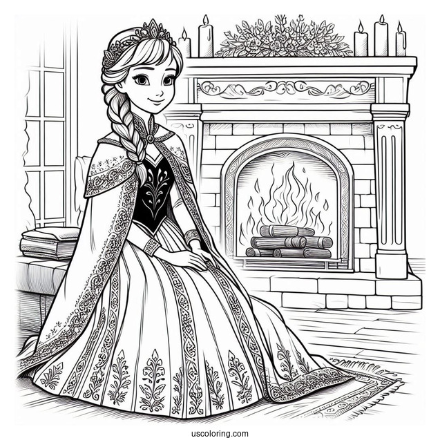 Queen Anna In Front Of Fireplace