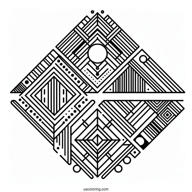 Easy Geometric Abstract Coloring Page For Kids
