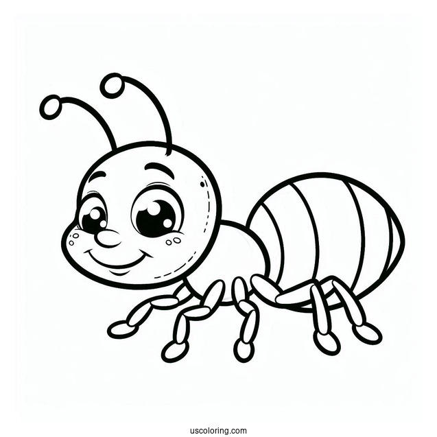Smiling Ant Coloring Page For Kids
