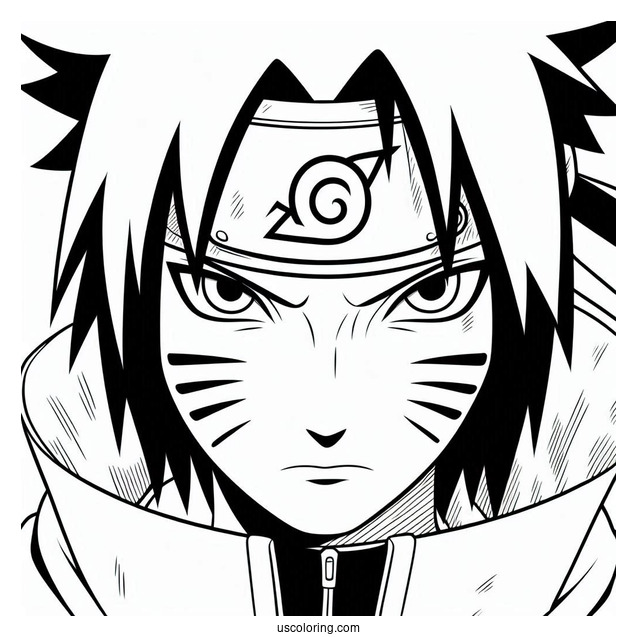Simple Uchiha Sasuke Outline Coloring In