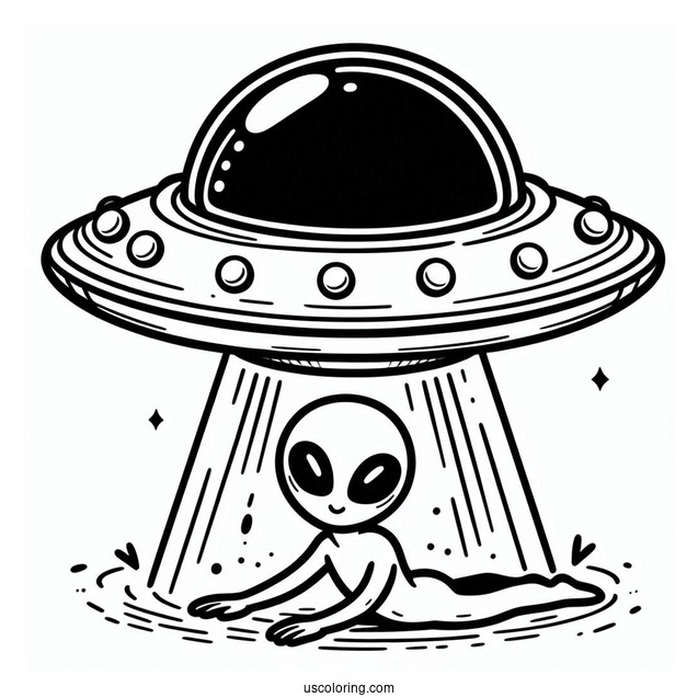 Alien UFO Abducting a Human To Color