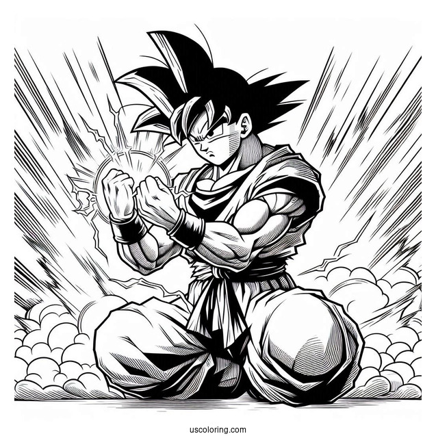 Dragon Ball Z Goku Fighting Coloring Sheet