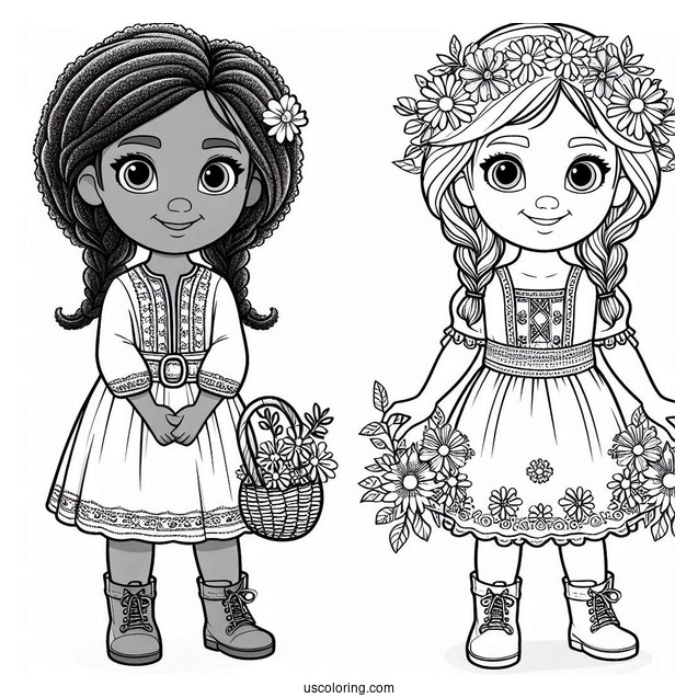 Cute Anna In Summer Clothes Coloring Page For Kids