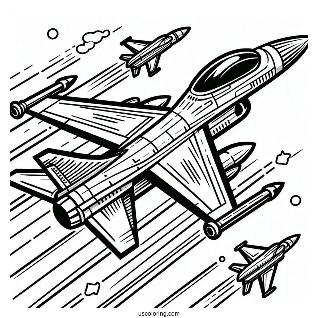 Fighter Jet Coloring Sheet For Kids