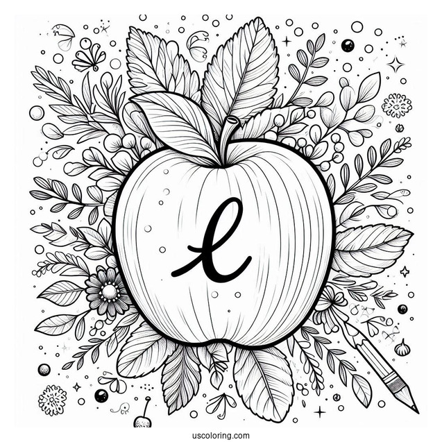 Apple Coloring Page With Word