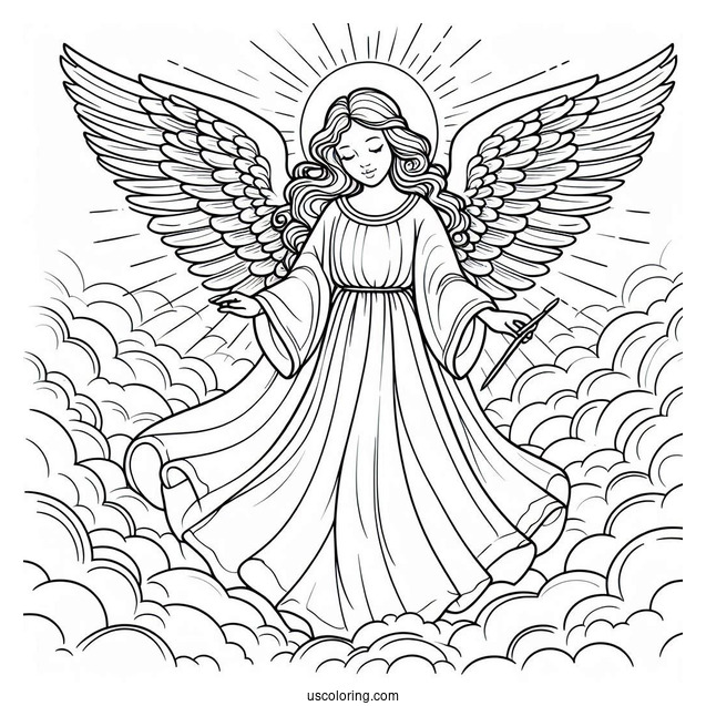 Easy Outline Of Angels In Heaven To Color