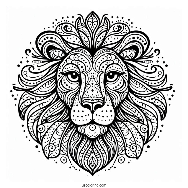 Lion Face Abstract Coloring Page