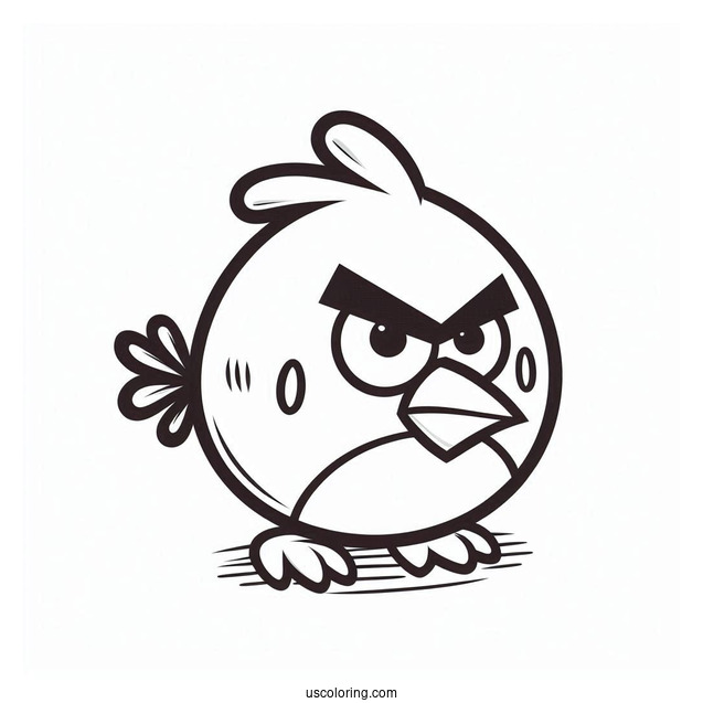 Easy Outline of Red Angry Bird