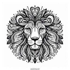 Lion Face Abstract Coloring Page