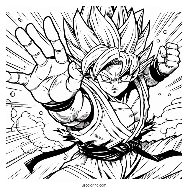 Dragon Ball Z Goku Fighting Coloring Sheet