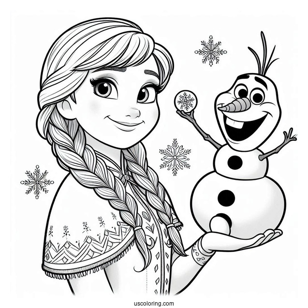 Smiling Anna Holding Snowball With Olaf