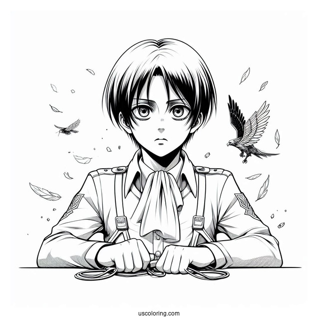 Eren Yeager Attack On Titan Coloring Page