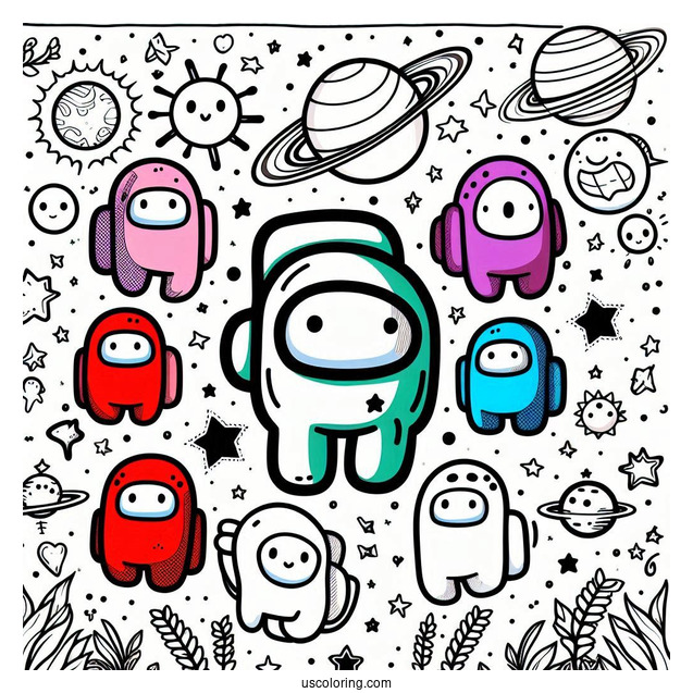 Imposter Coloring Sheet With Knife and Gore