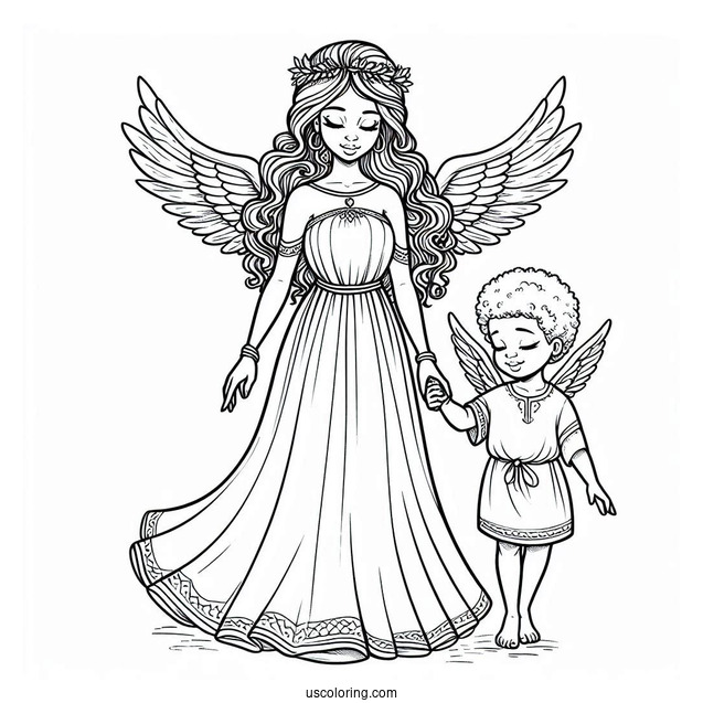 Guardian Angel Protecting Children To Color