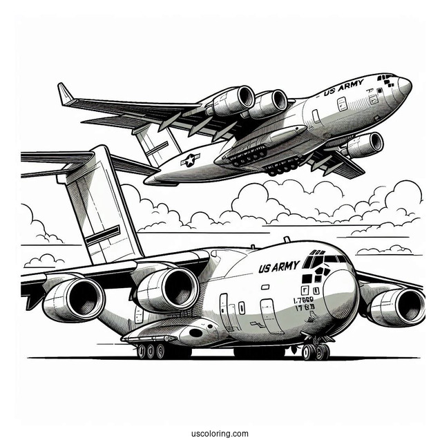 C-17 US Army Plane Coloring Page